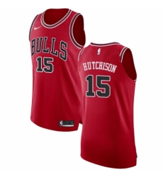 Men's Nike Chicago Bulls #15 Chandler Hutchison Authentic Red NBA Jersey - Icon Edition