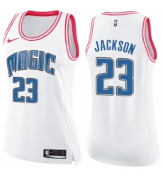 Women's Nike Orlando Magic #23 Justin Jackson Swingman White/Pink Fashion NBA Jersey
