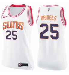 Women's Nike Phoenix Suns #25 Mikal Bridges Swingman White/Pink Fashion NBA Jersey