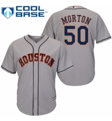 Men's Majestic Houston Astros #50 Charlie Morton Replica Grey Road Cool Base MLB Jersey