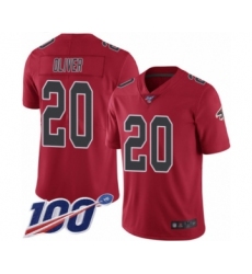 Men's Atlanta Falcons #20 Isaiah Oliver Limited Red Rush Vapor Untouchable 100th Season Football Jersey