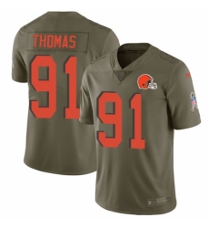 Youth Nike Cleveland Browns #91 Chad Thomas Limited Olive 2017 Salute to Service NFL Jersey