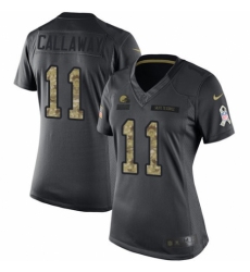 Women's Nike Cleveland Browns #11 Antonio Callaway Limited Black 2016 Salute to Service NFL Jersey