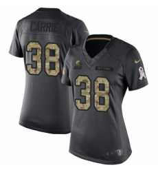 Women's Nike Cleveland Browns #38 T. J. Carrie Limited Black 2016 Salute to Service NFL Jersey