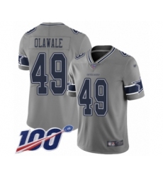 Men's Dallas Cowboys #49 Jamize Olawale Limited Gray Inverted Legend 100th Season Football Jersey