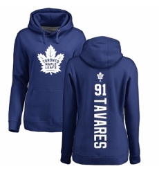 NHL Women's Adidas Toronto Maple Leafs #91 John Tavares Royal Blue Backer Pullover Hoodie