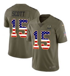 Men's Nike Green Bay Packers #15 JK Scott Limited Olive USA Flag 2017 Salute to Service NFL Jersey