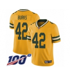 Youth Green Bay Packers #42 Oren Burks Limited Gold Rush Vapor Untouchable 100th Season Football Jersey