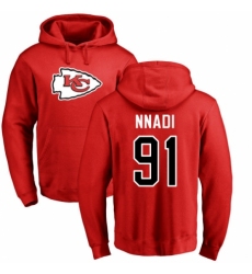 NFL Nike Kansas City Chiefs #91 Derrick Nnadi Red Name & Number Logo Pullover Hoodie