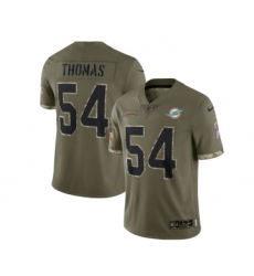 Men's Miami Dolphins #54 Zach Thomas 2022 Olive Salute To Service Limited Stitched Jersey