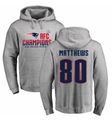 Nike New England Patriots #80 Jordan Matthews Heather Gray 2017 AFC Champions Pullover Hoodie