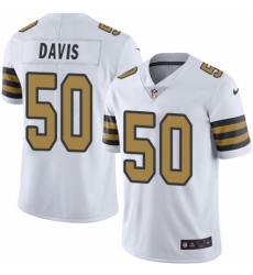 Men's Nike New Orleans Saints #50 DeMario Davis Limited White Rush Vapor Untouchable NFL Jersey