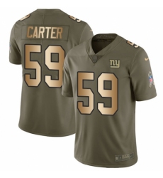 Youth Nike New York Giants #59 Lorenzo Carter Limited Olive/Gold 2017 Salute to Service NFL Jersey