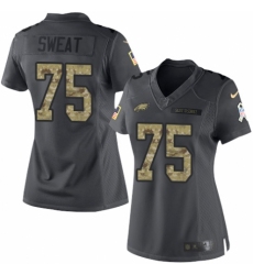 Women's Nike Philadelphia Eagles #75 Josh Sweat Limited Black 2016 Salute to Service NFL Jersey