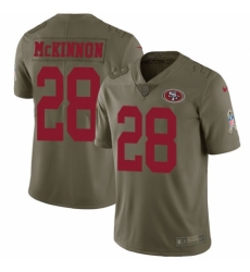 Men's Nike San Francisco 49ers #28 Jerick McKinnon Limited Olive 2017 Salute to Service NFL Jersey