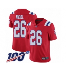 Men's New England Patriots #26 Sony Michel Red Alternate Vapor Untouchable Limited Player 100th Season Football Jersey