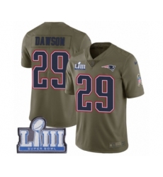 Men's Nike New England Patriots #29 Duke Dawson Limited Olive 2017 Salute to Service Super Bowl LIII Bound NFL Jersey