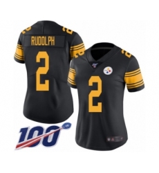 Women's Pittsburgh Steelers #2 Mason Rudolph Limited Black Rush Vapor Untouchable 100th Season Football Jersey