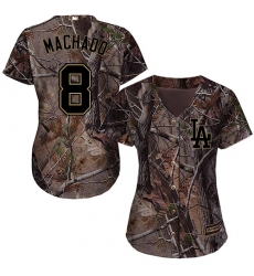 Women's Majestic Los Angeles Dodgers #8 Manny Machado Authentic Camo Realtree Collection Flex Base MLB Jersey