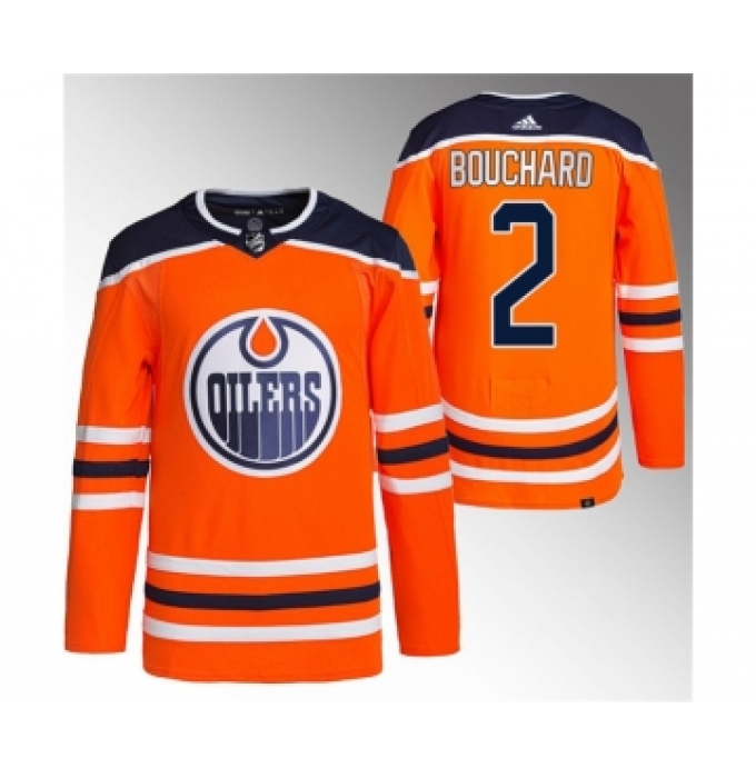 Men's Edmonton Oilers #2 Evan Bouchard Orange Stitched Jersey
