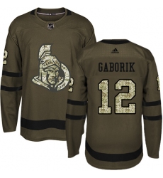 Youth Adidas Ottawa Senators #12 Marian Gaborik Premier Green Salute to Service NHL Jersey