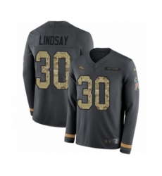 Men's Nike Denver Broncos #30 Phillip Lindsay Limited Black Salute to Service Therma Long Sleeve NFL Jersey