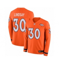 Men's Nike Denver Broncos #30 Phillip Lindsay Limited Orange Therma Long Sleeve NFL Jersey