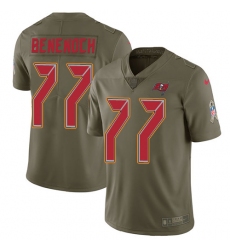 Men's Nike Tampa Bay Buccaneers #77 Caleb Benenoch Limited Olive 2017 Salute to Service NFL Jersey