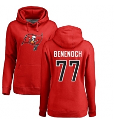 NFL Women's Nike Tampa Bay Buccaneers #77 Caleb Benenoch Red Name & Number Logo Pullover Hoodie
