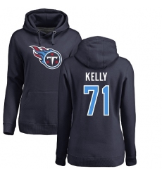 NFL Women's Nike Tennessee Titans #71 Dennis Kelly Navy Blue Name & Number Logo Pullover Hoodie