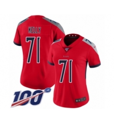 Women's Tennessee Titans #71 Dennis Kelly Limited Red Inverted Legend 100th Season Football Jersey