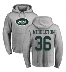 NFL Nike New York Jets #36 Doug Middleton Ash Name & Number Logo Pullover Hoodie
