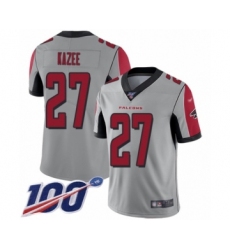 Men's Atlanta Falcons #27 Damontae Kazee Limited Silver Inverted Legend 100th Season Football Jersey