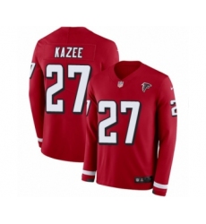 Men's Nike Atlanta Falcons #27 Damontae Kazee Limited Red Therma Long Sleeve NFL Jersey