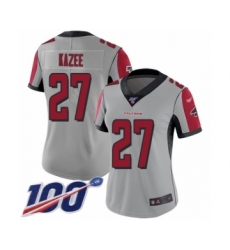 Women's Atlanta Falcons #27 Damontae Kazee Limited Silver Inverted Legend 100th Season Football Jersey
