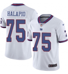 Men's Nike New York Giants #75 Jon Halapio Limited White Rush Vapor Untouchable NFL Jersey