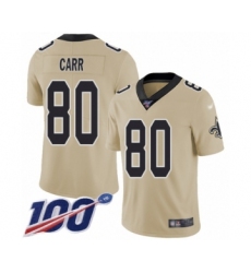 Men's New Orleans Saints #80 Austin Carr Limited Gold Inverted Legend 100th Season Football Jersey
