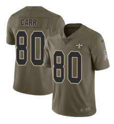 Youth Nike New Orleans Saints #80 Austin Carr Limited Olive 2017 Salute to Service NFL Jersey