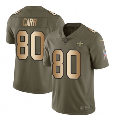 Youth Nike New Orleans Saints #80 Austin Carr Limited Olive Gold 2017 Salute to Service NFL Jersey