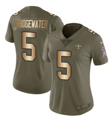 Women's Nike New Orleans Saints #5 Teddy Bridgewater Limited Pink Rush Fashion NFL Jersey