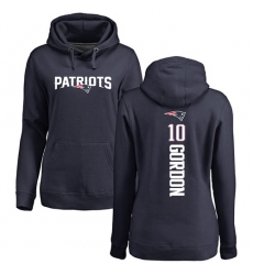 NFL Women's Nike New England Patriots #10 Josh Gordon Navy Blue Backer Pullover Hoodie
