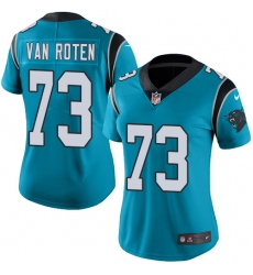 Women's Nike Carolina Panthers #73 Greg Van Roten Limited Blue Rush Vapor Untouchable NFL Jersey