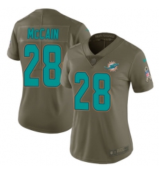 Women's Nike Miami Dolphins #28 Bobby McCain Limited Olive 2017 Salute to Service NFL Jersey