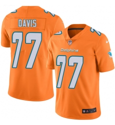 Men's Nike Miami Dolphins #77 Jesse Davis Limited Orange Rush Vapor Untouchable NFL Jersey