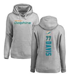 NFL Women's Nike Miami Dolphins #77 Jesse Davis Ash Backer Pullover Hoodie