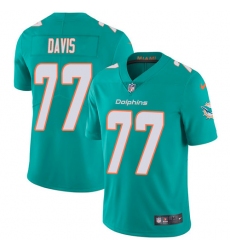 Youth Nike Miami Dolphins #77 Jesse Davis Aqua Green Team Color Vapor Untouchable Limited Player NFL Jersey