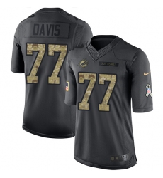 Youth Nike Miami Dolphins #77 Jesse Davis Limited Black 2016 Salute to Service NFL Jersey