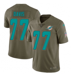 Youth Nike Miami Dolphins #77 Jesse Davis Limited Olive 2017 Salute to Service NFL Jersey