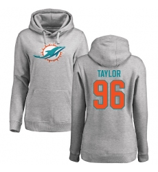 NFL Women's Nike Miami Dolphins #96 Vincent Taylor Ash Name & Number Logo Pullover Hoodie