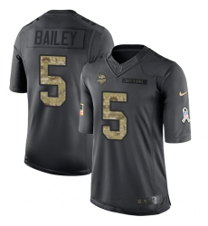 Men's Nike Minnesota Vikings #5 Dan Bailey Limited Black 2016 Salute to Service NFL Jersey